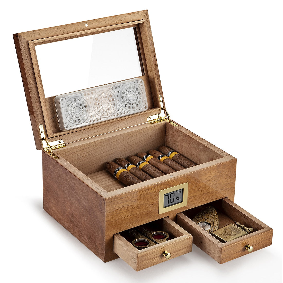 Charuto Cedar Wood Travel Humidor Puro Box Cigar Case W/ Hygrometer  Humidifier Cigar Humidor Box For Cigars